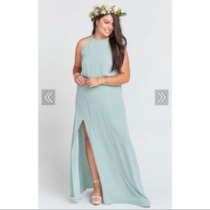 HEATHER HALTER DRESS ~ SILVER SAGE CRISP